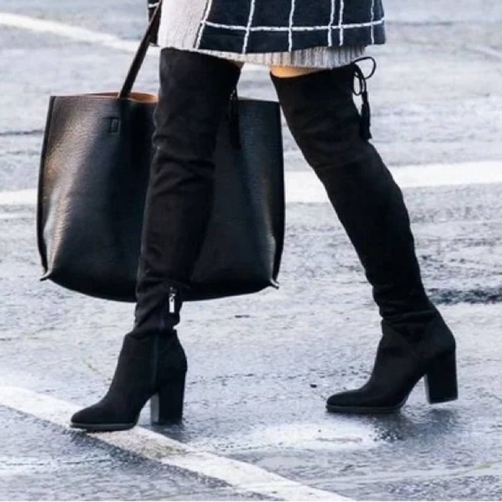 Marc Fisher Black Suede Over-the-Knee Boots